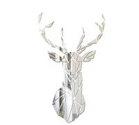 IOIUSKKU Instantly Change Look Of Room With 3D Mirror Deer Wall Sticker Made Of Acrylic 3D Deer Head Mirror Wall Sticker, silver, XL