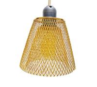 IOIUSKKU Metal Woven Lampshade Pendant Light Shade Easy Installation Handwoven Rustic Light Fixture for Dining Rooms Kitchen Island Dining Room Cafe Hotel Cover, Gold Trapezoid