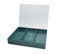 IOIUSKKU Nail Tip Display Case With Clear Lid Stylish Organizer Nail Lovers And Professional Salons Tip Storage Box Features 30 Grids Large Capacity Art False Organizer Home, Green, 24x19x4.5cm