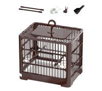 IOIUSKKU Parrot Bird Cage Home Bird House Sturdy Durable Construction With Unique Foldable Feature Cage Is Made Of PP Which Is Sturdy. Parrot Portable Villa Birdcage Budgie, brown, 30x26x23cm