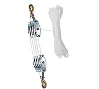 IOIUSKKU Rope Hoist Pulley System For Lifting Heavy Object Enhances Work Efficiency With Effort Saving Features And Compact Pulley Hoist Labor Saving For Effortless Lifting, Silver, 20 m Rope