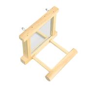 IOIUSKKU Thoughtfully Crafted Bird Mirror Wooden Play Toy Ensures Long Lasting Fun And Engagement For Every Feathered Friend Parrot Hanging Toy With Mirror Wooden Play