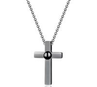 IOIUSKKU Titanium Steel Cross Pendant Leather Cord Necklace For | No More Worrying About Skin Irritation Or Breakage Simple Projection Locket Stays Comfortable For Everyday Wear