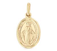 Ioka 14K Solid Yellow Gold Virgin Mary Miraculous Medal Pendant - Classic Catholic Religious Charm Jewelry for Men & Women, 16mm, Yellow Gold, No Gemstone