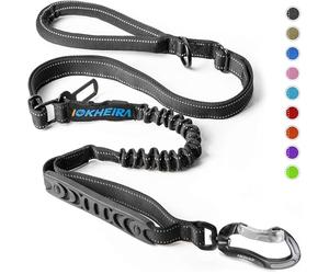 IOKHEIRA Bungee Dog Leash, Anti Pull Dog Leads with Car Seat Belt Buckle, Reflective Thread Dog Leads with Traffic Control Handle, Adjustable Dog Leash for Small Medium Large Dogs