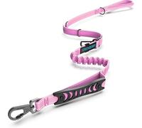 IOKHEIRA Bungee Leads with Car Seat Belt Buckle, Reflective Thread with Traffic Control Handle, Adjustable Dog Leash for Small to Large Dogs