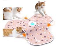IOKHEIRA Cat toys for Indoor Cats Adult, 3 Modes Kitten Toys, Hide and Seek Cat Toy with Moving Feather & Mouse Squeaky, Rechargeable Interactive Cat Toy for Indoor Multi-Cat Play (Pink)