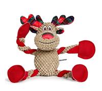 IOKHEIRA Christmas Dog Toys - Reindeer Squeaky Plush Stuffed Animals - Medium Small Breeds Dogs - Dog Chew Toys with Cotton Material and Crinkle Paper