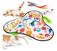 IOKHEIRA Interactive Cat Toy, Hide and Seek Cat Toy, Automatic Cat Toys with Moving Feather, Fluttering Butterfly, Adjustable Chirping, Rechargeable Kitten Toys, Cat Toys for Indoor Cats Kitten