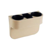 IOKONE Coin Side Pocket Console Side Pocket Leather Cover Car Cup Holder Auto Front Seat Organizer Cell Mobile Phone Holder (Beige)