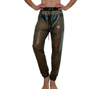 IOKUKI Transparent Black Latex Trousers,Latex Long Trousers for Unisex with Elasticated Waistband,Suitable for Rubber Parties-L