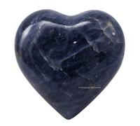 Iolite Crystal Heart Palm Stone - Pocket Massage Worry Stone for Natural Body Chakra Balancing, Reiki Healing and Crystal Grid