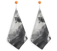 IOLVSHGH 2PCS Kitchen Hand Towel 2PCS Absorbent Microfiber Cleaning Cloth Super Soft Hand Towels with Hanging Loop Funny Dish Towels for Kitchen Decor Tea Towel Fast Drying Cleaning Cloths