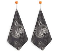 IOLVSHGH 2PCS Kitchen Hand Towel 2PCS Absorbent Microfiber Cleaning Cloth Super Soft Hand Towels with Hanging Loop Funny Dish Towels for Kitchen Decor Tea Towel Fast Drying Cleaning Cloths