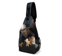 IOLVSHGH 3D Bald Eagle Sling Bag with Rfid Blocking Causal Mens Crossbody Bag Lightweight Chest Pack Large Man Purse Travel Crossbody Backpack Shoulder Sling Backpack for Hiking Running Cycling