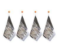 IOLVSHGH 4PCS Kitchen Hand Towel 4PCS Absorbent Microfiber Cleaning Cloth Super Soft Hand Towels with Hanging Loop Funny Dish Towels for Kitchen Decor Tea Towel Fast Drying Cleaning Cloths