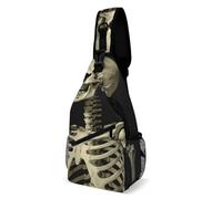 IOLVSHGH A Skeleton Sling Bag with Rfid Blocking Causal Mens Crossbody Bag Lightweight Chest Pack Large Man Purse Travel Crossbody Backpack Shoulder Sling Backpack for Hiking Running Cycling