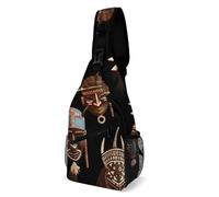 IOLVSHGH African Ethnic Sling Bag with Rfid Blocking Causal Mens Crossbody Bag Lightweight Chest Pack Large Man Purse Travel Crossbody Backpack Shoulder Sling Backpack for Hiking Running Cycling