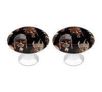 IOLVSHGH African Ritual Ethnic Tribal Kitchen Cabinet Knobs 2 Pack Bathroom Drawer Pulls Metal Dresser Knobs with Screw Cabinet Hardware Round Cabinet Handles for Cupboard Closet Bifold Door