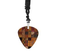 IOLVSHGH African Style Patchwork Guitar Pick Necklace for Men Women Guitar Pick Holder Necklace Stainless Steel Picks Medium Pendant Musical Jewelry Gifts for Electric Guitar Bass Ukulele Players