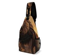 IOLVSHGH Angry Roaring Lion Sling Bag with Rfid Blocking Causal Mens Crossbody Bag Lightweight Chest Pack Large Man Purse Travel Crossbody Backpack Shoulder Sling Backpack for Hiking Running Cycling