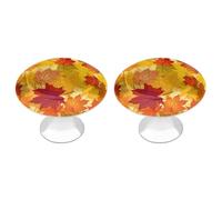 IOLVSHGH Autumn Leaves of Maple Kitchen Cabinet Knobs 2 Pack Bathroom Drawer Pulls Metal Dresser Knobs with Screw Cabinet Hardware Round Cabinet Handles for Cupboard Closet Bifold Door