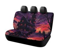 IOLVSHGH Black Haunted House Car Seat Covers Protector Waterproof & Breathable Automotive Seat Covers Non-Slip Auto Backseat Cover Universal Accessories Rear Seats Cover for Cars SUV Truck