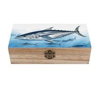 IOLVSHGH Bluefin Tuna Thunnus Keepsake Box Decorative Boxes with Lids Wedding Memory Boxes for Keepsakes Large Wooden Storage Box for Crafts Small Wood Jewelry Photos Organizer