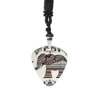 IOLVSHGH Bohemian Elephant Pattern Guitar Pick Necklace for Men Women Guitar Pick Holder Necklace Stainless Steel Picks Medium Pendant Musical Jewelry Gifts for Electric Guitar Bass Ukulele Players