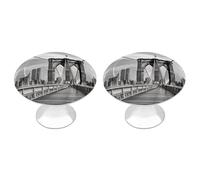 IOLVSHGH Brooklyn Bridge Kitchen Cabinet Knobs 2 Pack Bathroom Drawer Pulls Metal Dresser Knobs with Screw Cabinet Hardware Round Cabinet Handles for Cupboard Closet Bifold Door