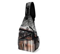 IOLVSHGH Brooklyn Bridge Sling Bag with Rfid Blocking Causal Mens Crossbody Bag Lightweight Chest Pack Large Man Purse Travel Crossbody Backpack Shoulder Sling Backpack for Hiking Running Cycling