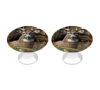 IOLVSHGH Camouflage Deer Kitchen Cabinet Knobs 2 Pack Bathroom Drawer Pulls Metal Dresser Knobs with Screw Cabinet Hardware Round Cabinet Handles for Cupboard Closet Bifold Door