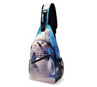 IOLVSHGH Christmas Snowman Sling Bag with Rfid Blocking Causal Mens Crossbody Bag Lightweight Chest Pack Large Man Purse Travel Crossbody Backpack Shoulder Sling Backpack for Hiking Running Cycling