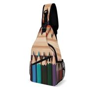 IOLVSHGH Colored Pencils Sling Bag with Rfid Blocking Causal Mens Crossbody Bag Lightweight Chest Pack Large Man Purse Travel Crossbody Backpack Shoulder Sling Backpack for Hiking Running Cycling