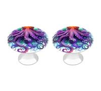 IOLVSHGH Colorful Octopus Kitchen Cabinet Knobs 2 Pack Bathroom Drawer Pulls Metal Dresser Knobs with Screw Cabinet Hardware Round Cabinet Handles for Cupboard Closet Bifold Door