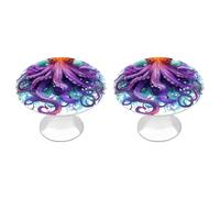 IOLVSHGH Colorful Octopus Kitchen Cabinet Knobs 2 Pack Bathroom Drawer Pulls Metal Dresser Knobs with Screw Cabinet Hardware Round Cabinet Handles for Cupboard Closet Bifold Door