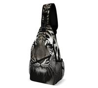 IOLVSHGH Cool Tiger Sling Bag with Rfid Blocking Causal Mens Crossbody Bag Lightweight Chest Pack Large Man Purse Travel Crossbody Backpack Shoulder Sling Backpack for Hiking Running Cycling