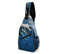IOLVSHGH Cute Dolphins Sling Bag with Rfid Blocking Causal Mens Crossbody Bag Lightweight Chest Pack Large Man Purse Travel Crossbody Backpack Shoulder Sling Backpack for Hiking Running Cycling
