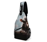 IOLVSHGH Cute Monkey Sling Bag with Rfid Blocking Causal Mens Crossbody Bag Lightweight Chest Pack Large Man Purse Travel Crossbody Backpack Shoulder Sling Backpack for Hiking Running Cycling