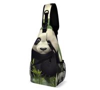 IOLVSHGH Cute Panda Sling Bag with Rfid Blocking Causal Mens Crossbody Bag Lightweight Chest Pack Large Man Purse Travel Crossbody Backpack Shoulder Sling Backpack for Hiking Running Cycling