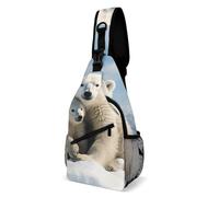 IOLVSHGH Cute Polar Bear Sling Bag with Rfid Blocking Causal Mens Crossbody Bag Lightweight Chest Pack Large Man Purse Travel Crossbody Backpack Shoulder Sling Backpack for Hiking Running Cycling