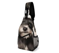 IOLVSHGH Cute Schnauzer Sling Bag with Rfid Blocking Causal Mens Crossbody Bag Lightweight Chest Pack Large Man Purse Travel Crossbody Backpack Shoulder Sling Backpack for Hiking Running Cycling