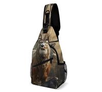 IOLVSHGH Deer Hunting Season Sling Bag with Rfid Blocking Causal Mens Crossbody Bag Lightweight Chest Pack Large Man Purse Travel Crossbody Backpack Shoulder Sling Backpack for Hiking Running Cycling