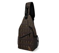 IOLVSHGH Egyptian Hieroglyph Sling Bag with Rfid Blocking Causal Mens Crossbody Bag Lightweight Chest Pack Large Man Purse Travel Crossbody Backpack Shoulder Sling Backpack for Hiking Running Cycling