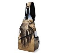 IOLVSHGH Elephant Sling Bag with Rfid Blocking Causal Mens Crossbody Bag Lightweight Chest Pack Large Man Purse Travel Crossbody Backpack Shoulder Sling Backpack for Hiking Running Cycling