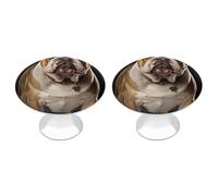 IOLVSHGH English Bulldog Kitchen Cabinet Knobs 2 Pack Bathroom Drawer Pulls Metal Dresser Knobs with Screw Cabinet Hardware Round Cabinet Handles for Cupboard Closet Bifold Door