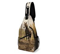 IOLVSHGH Fence Horse Sling Bag with Rfid Blocking Causal Mens Crossbody Bag Lightweight Chest Pack Large Man Purse Travel Crossbody Backpack Shoulder Sling Backpack for Hiking Running Cycling