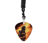 IOLVSHGH Firefighter Fireman Flame Guitar Pick Necklace for Men Women Guitar Pick Holder Necklace Stainless Steel Picks Medium Pendant Musical Jewelry Gifts for Electric Guitar Bass Ukulele Players