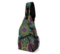 IOLVSHGH Fractal Art Sling Bag with Rfid Blocking Causal Mens Crossbody Bag Lightweight Chest Pack Large Man Purse Travel Crossbody Backpack Shoulder Sling Backpack for Hiking Running Cycling