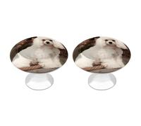 IOLVSHGH French Poodle Kitchen Cabinet Knobs 2 Pack Bathroom Drawer Pulls Metal Dresser Knobs with Screw Cabinet Hardware Round Cabinet Handles for Cupboard Closet Bifold Door